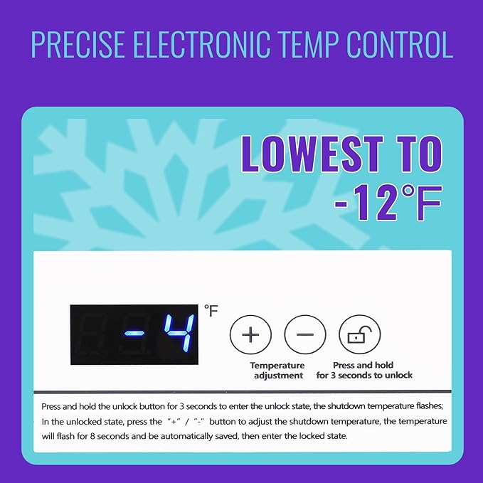 Large Capacity Chest Freezer Ultra-low Temp Compact Deep Freezers (Down to -11.2 ℉) with TWO Removable Baskets Accurate Display of Cabinet Temp Freestanding White