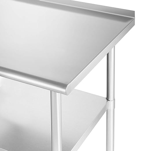 GRIDMANN Stainless Steel Kitchen Prep Table 36 x 24 Inches with Backsplash & Under Shelf, NSF Commercial Work Table for Restaurant and Home
