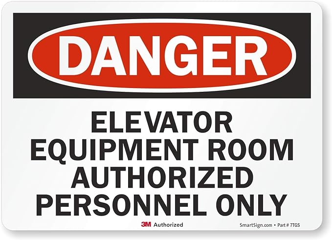 SmartSign “Danger - Elevator Equipment Room, Authorized Personnel Only” Label | 5" x 7" 3M Reflective Laminated Vinyl
