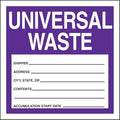 Accuform MHZW16EVL Adhesive-Poly Hazardous Waste Label, Legend "Universal Waste", 2.6 mil Thickness, Vinyl, 6" x 6", Purple/Black on White (Pack of 250)