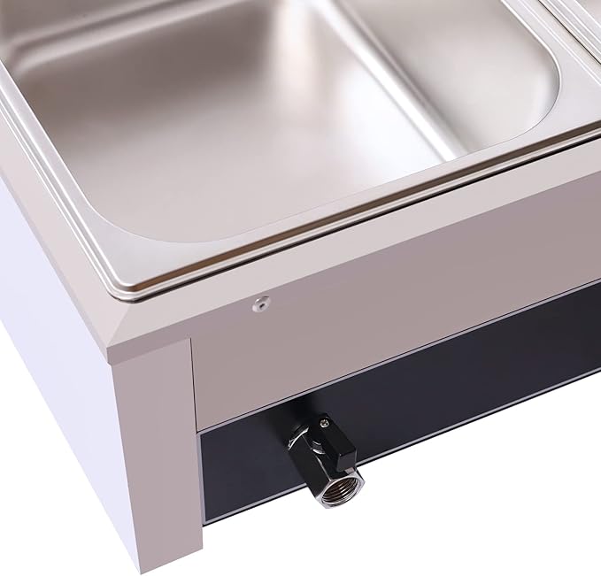 Electric Buffet Steam Table Food Warmer, 1500W 3-Pan Commercial Bain Marie Buffet Warmer, 21Qt Countertop Steam Food Warmer Server, 86℉-230℉Temp Control, for Party Catering Restaurant