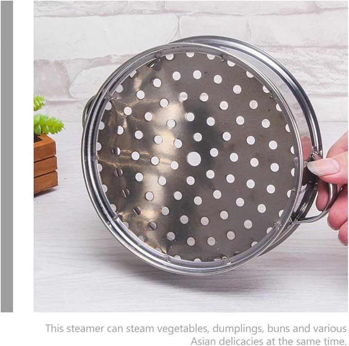 ARTIBETTER Stainless Steel Food Steamer 2-tier Cooking Steamer with Cover for Dumplings and Buns Household Steam Basket for Small Commercial Use