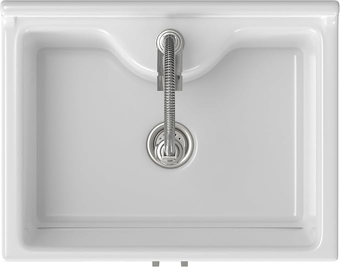 SIMPLIHOME Hennessy All-in-One 24 inch Wide Utility Sink and Laundry Cabinet in Pure White Finish, Transitional ABS Sink Cabinet for Laundry Rooms with High-Arch Chrome Faucet and Pull-Out Spray