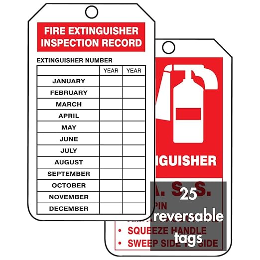 AccuformNMC "FIRE Extinguisher Inspection Record" Pack of 25 RP-Plastic Mini Tags, 4.25" x 2.13, Red/Black on White, TRM101PTP, American Made Safety Tags, Signs, and Labels