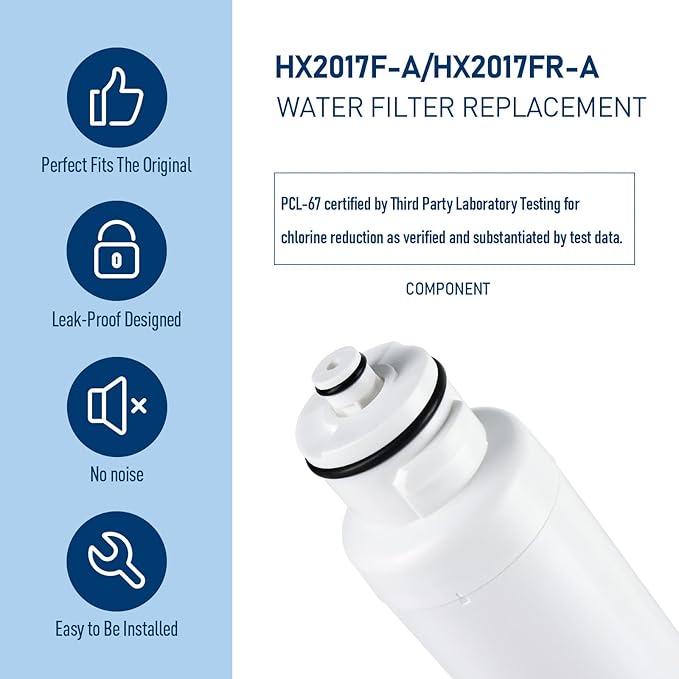 HX2017FR-A Water Filter, Compatible with Hisense® HX2017F-A, HRF266N6CSE1, HRF266N6CSE, HRF209N6CSE, HRF254N6TSE, HRF254N6DSE, HRF210N6CBE, Mora MRF211N6CSE, MRF266N6CSE (3 Pack)