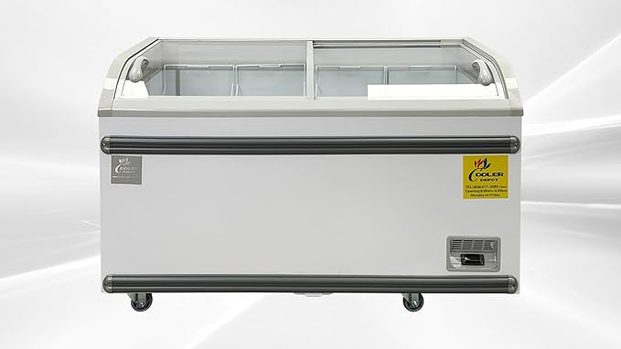 Chest Freezer for Supermarket Glass sliding Door 58" White Showcase Freezer Curve Display Top w/Storage Baskets - 18 Cu.Ft SDSC500