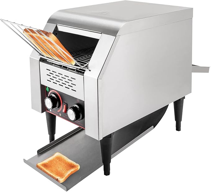 Commercial Conveyor Toaster-150 Slices/H, 1300W Stainless Steel Toasters with Three-Ring Heating Tubes & Three Baking Modes, Toaster Ovens Countertop for Raditional White Slices (TT-150)