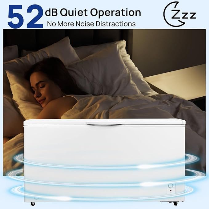 Smad 18 Cu.Ft Large Chest Freezer, Deep Freezer with Top Open Door, 2 Basket, 4 Universal Wheels, 7 Adjustable Temperature, Low Noise, White