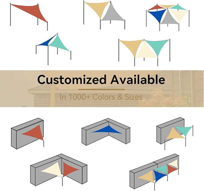 Amagenix Sun Shade Sail 10'X10'X14' Curved Edge Outdoor Shade Canopy Light Grey Breathable 95% UV Block Shade Cloth for Patio Garden Backyard (We Make Custom Size)