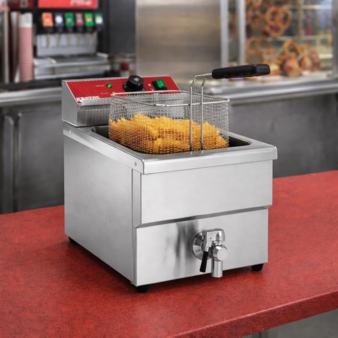 Kratos Commercial Electric Countertop Deep Fryer | Single Tank Fryer 15 lb. Capacity | With Fry Basket | ETL Certified | 208/240V | Stainless Steel (29Y-015)