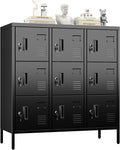 METAN Metal Locker with Padlock and Keys for School Office Gym Bedroom, 9 Doors Black Steel Storage Locker Cabinet for Employees Industrial Storage,Assembly Required