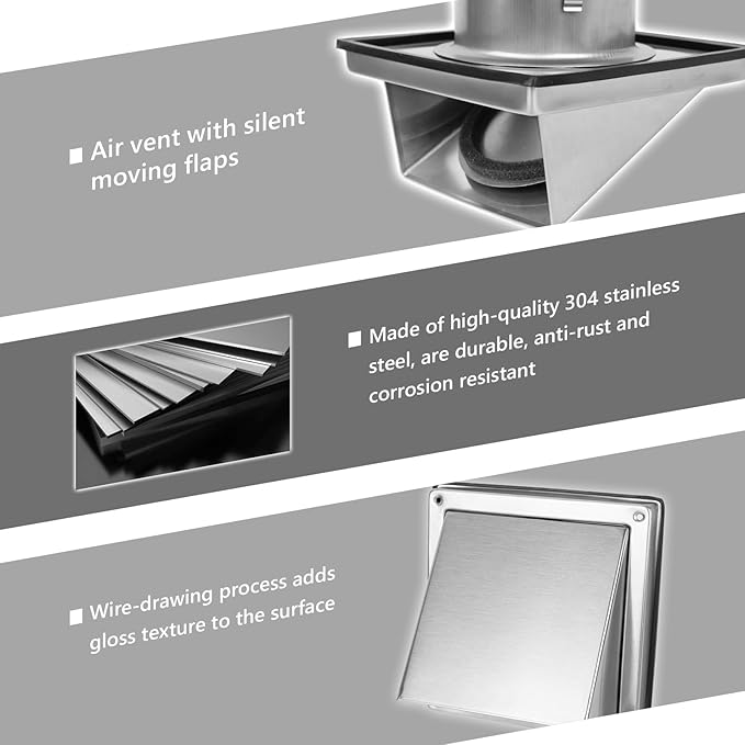 5 Inch Dryer Vent Cover Outside Stainless Steel Wall Vent with Removable Cover and Insect Screen Mesh