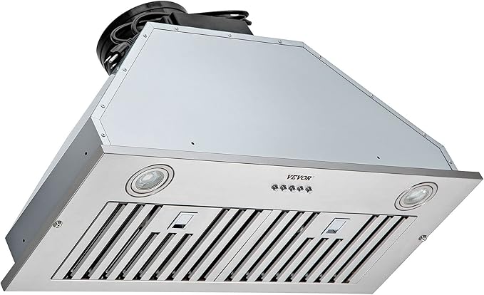 VEVOR Insert Range Hood, 800CFM 3-Speed, 27 Inch Stainless Steel Built-in Kitchen Vent with Push Button Control LED Lights Baffle Filters, Ducted/Ductless Convertible, ETL Listed…