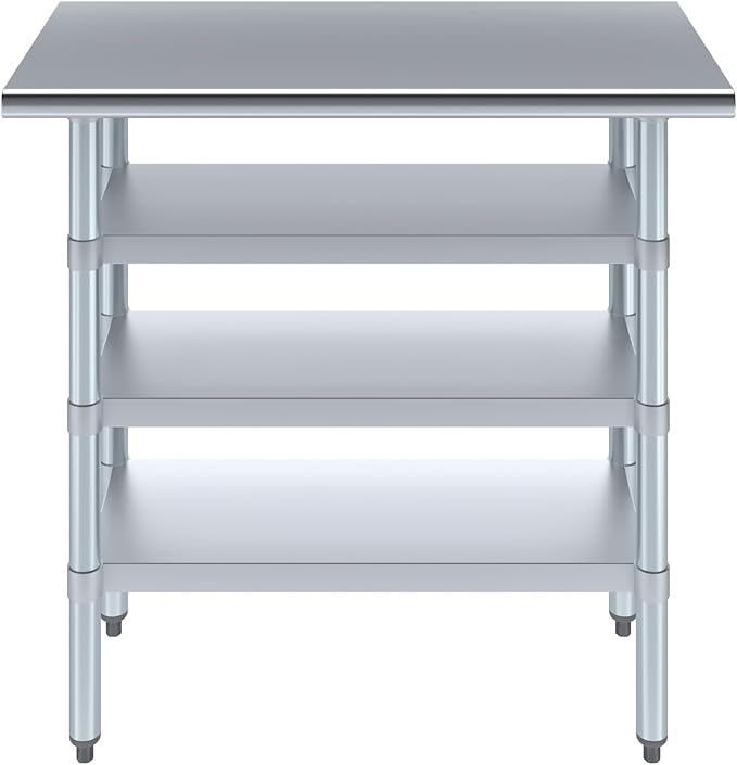 18 in. x 36 in. Stainless Steel Work Table with Three Bottom Shelves | NSF Kitchen Prep Table | Utitly Metal Table