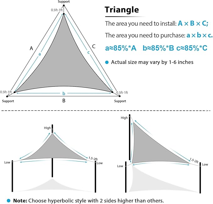 Amagenix Sun Shade Sail 10'X12'X15.6' Curved Edge Outdoor Shade Canopy Mocha Breathable 95% UV Block Shade Cloth for Patio Garden Backyard (We Make Custom Size)