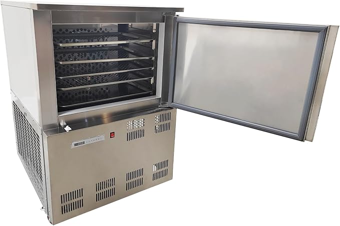 Commercial 5-Pan Blast Chiller Freezer Stainless Steel Commercial Chest Freezer -25℃~-45℃ 220V 1100W for Restaurant Kitchens Food Processing Plants & Fresh Produce Distribution Centers