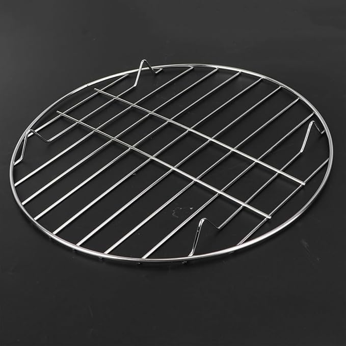 MERRYHAPY 2Pcs Stainless Steel Steak Barbecue Stand and Pizza Baking Rack, 25Cm 28Cm Grilling Shelf for Outdoor Barbecue, Meat Rib Rack Compatible Grill and Oven Cooking