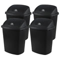 4 Pack Plastic Commercial Trash Can Wastebasket, Garbage Container Bin with Swing Top Lid, 6.6 Gallon/25 Liter