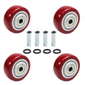 4 PCS 3INCH Caster Wheels Red Heavy Duty Plate Shelf Replacement Wheels for Platform up to 264 LBS/120KG