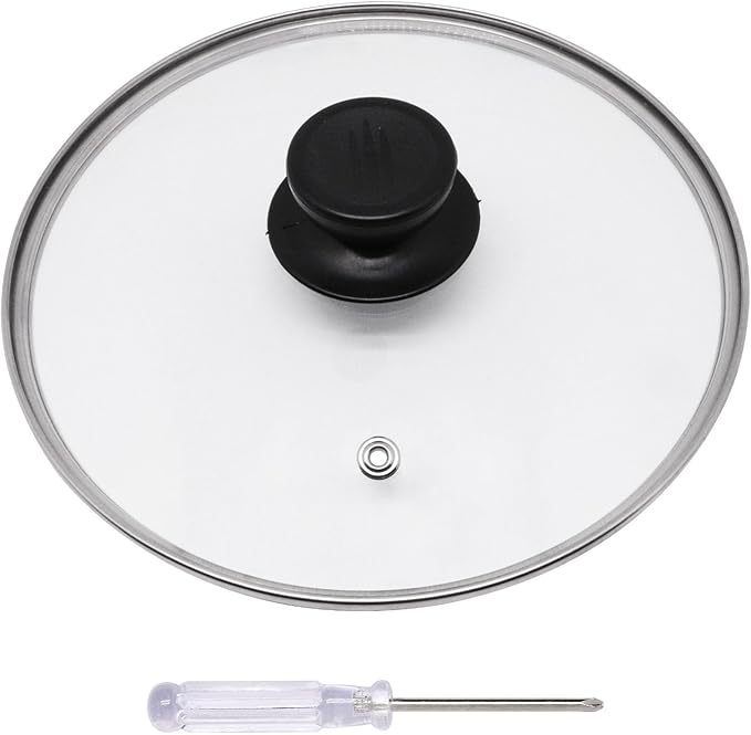 Pan Lid 8 Inch, Round Tempered Glass Lid, Universal Pot Lids with Heat Resistant Handle, Replacement Pan Cover for Pans and Skillets, Dishwasher Safe