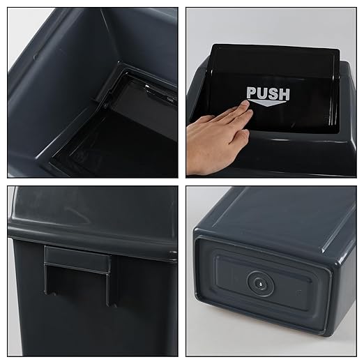 Kitchen Trash Can 13 Gallon with Swing Lid, Plastic Garbage Can Outdoor and Indoor, Recycle Bin and Waste Basket for Home, Office, Garage, Patio, Restaurant, Hotel, School (4 Pack)