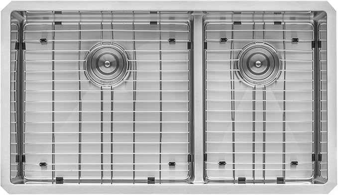 Ruvati 33-inch Low-Divide Undermount Tight Radius 60/40 Double Bowl 16 Gauge Stainless Steel Kitchen Sink - RVH7419
