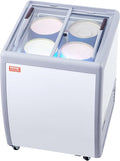 VEVOR Commercial Ice Cream Display Case, 5.6 Cu.ft Chest Freezer, Mobile Glass Top Deep Freezer, Restaurant Gelato Dipping Cabinet, 2 Sliding Glass Doors, Locking Casters, White