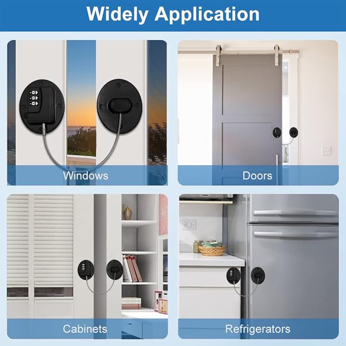 Fridge Lock AOSITE Refrigerator Lock Combination Black Combo Fridge Locks with Code for Adults 2 Pcs Refrigerator Lock for Children Adhesive Freezer Door Lock Child Safe Refrigerator Lock for Kids