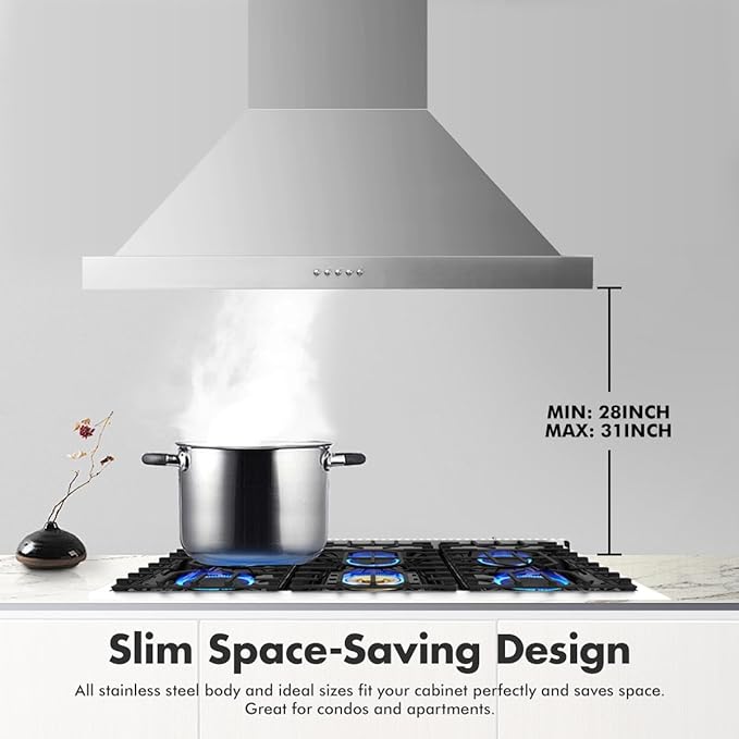 Upgraded 48 inch Wall Mount Range Hood Vent Convertible Dual Motors 1500CFM Stainless Steel for Kitchen 3 Speed Exhaust Fan ETL listed (Upgraded Dual Motors)