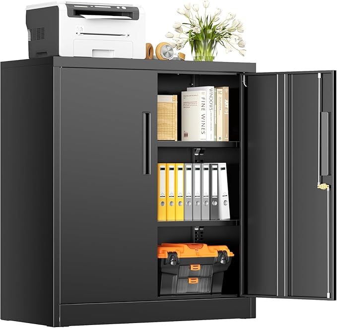 Oakcloud Oakmont Metal Storage Cabinet for Tool Organization, 36" Lockable Garage Storage Cabinets with 2 Doors and 4 Adjustable Shelves, Locking File Cabinet for Office, Home, School (36”-Black)