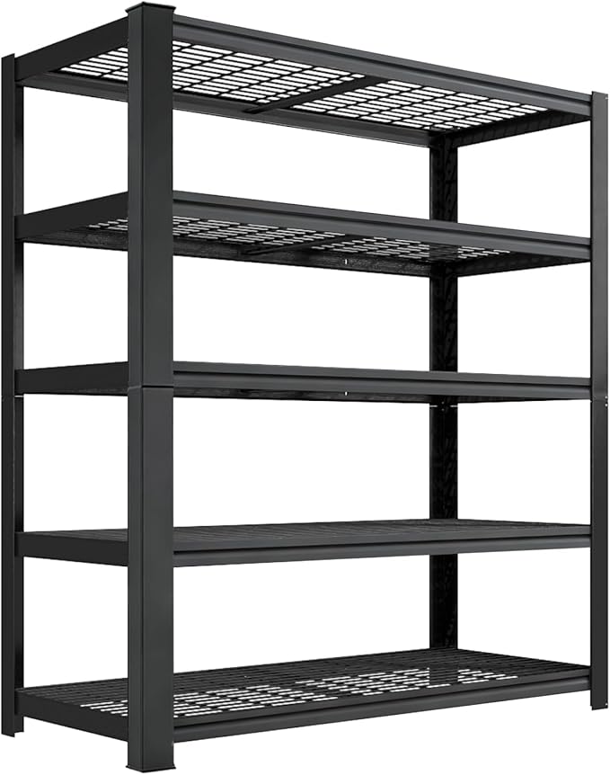 Heavy Duty Storage Shelves, 2800 lbs Metal Shelving Rack, 16"x35.5"x72" Garage Storage Shelf, Estantes de Almacenamiento, Black Basement Shelving Unit, Adjustable Garage Rack