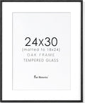 Fun Memories Black Picture Frame 24x30, Oak Wood Poster Frames 24 by 30, 24 x 30 Picture Frames with Tempered Glass, 18x24 Frame Matted to 24x30, Large Wooden Photo Frame 24x30, 1 Pack