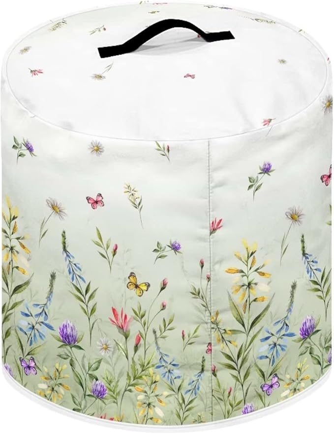 Dust Cover for 6 Quart Pressure Cooker and Extra Accessories, Dust Proof Easy to Clean Cover Electric Appliance Air Fryer Accessories with Storage Pocket, Floral Green