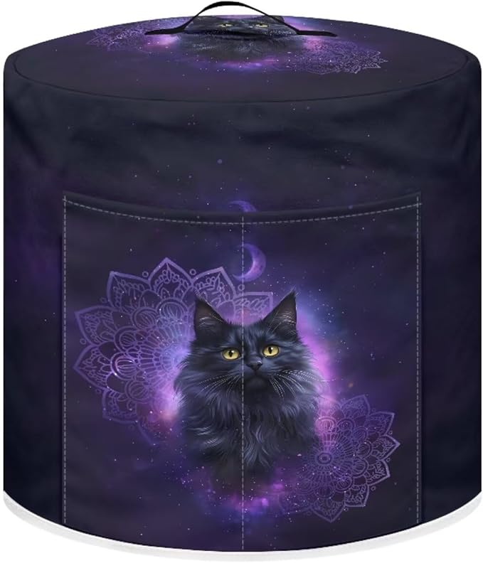 Xoenoiee Black Cat Boho Mandala Print Pressure Cooker Cover for Kitchen Appliance Dust Cover with Pockets for Rice Cooker Air Fryer Slow Cooker, for 3 Qt Pot
