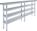 14 in. x 84 in. Stainless Steel Work Table with Three Bottom Shelves | NSF Kitchen Prep Table | Utitly Metal Table