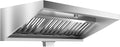 Commercial Exhaust Hood 7 FT Stainless Steel Concession Trailer Hood with 4 Removable Hood Filters(No Motor), Grease Cup and Hood Light, Rust Resistant Vent Hood for Commercial Kitchen, NSF Listed
