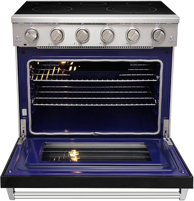 KOSTCH 36 inch Professional Electric Range with 5 Heating Elements Cooktop, 6.0 Cu. Ft. Convection Oven Capacity,Electric Stove Smooth Glass Top, in Stainless Steel KOS-36RE06H (Black)