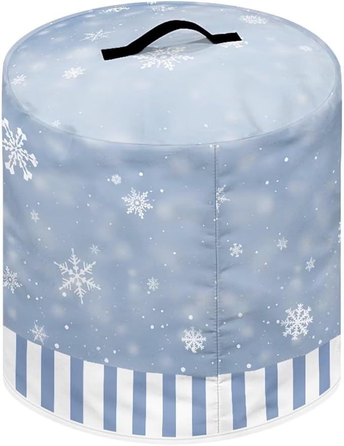 TODIYADDU Stripes Snowman Air Fryer Cover for 3 Quart Instant Pots Winter Print Kitchen Appliance Dust Cover with Handle and Pocket Lightweight Round Protective Cover for Rice Cooker Coffee Maker