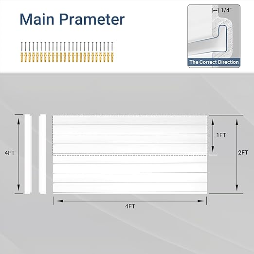 Slatwall Panel 4 FT x 2 FT, Interlocking Slat Wall Paneling, Wall Mounted PVC Wallpanel, Suitable for Garage Storage and Organizer, Slatwall Board, Shelves - White