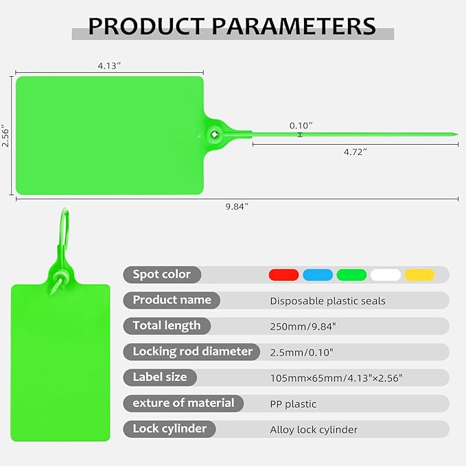 100 Plastic Label Tags Water Proof Tags for Labeling Shipping Tags Security Tamper Seals Hanging Tags Writable Marker Ties Luggage Tags Storage Tag with One Marker Pen (Green), 9.8*2.56in