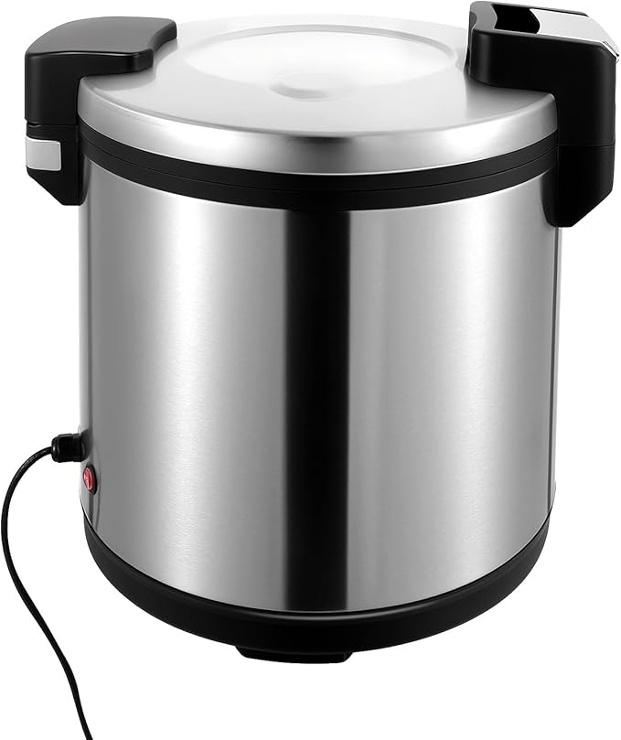 Commercial Rice Warmer, 19L Large Capacity Non-Stick Electric Rice Warmer with Rice Scoop, 2 Levels Temperature Adjustable Food Warmer, Stainless Steel Rice Cooker for Restaurants Canteens