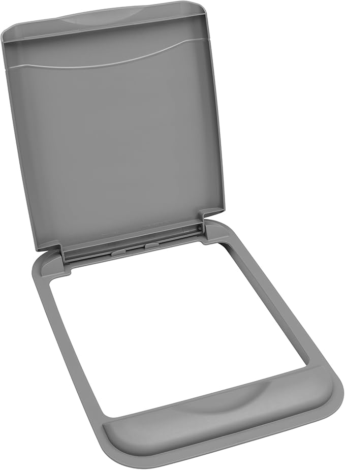 Rev-A-Shelf 50 Qt Under Sink Replacement Plastic Garbage Can Lid for Base Kitchen and Bathroom Cabinet, Silver, RV-50-LID-17-1-40 (2 Pack)