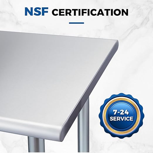 Profeeshaw Stainless Steel Prep Table 36x24 Inch NSF Commercial Work Table with Undershelf Heavy Duty Table for Kitchen Restaurant Home Hotel