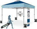 MFSTUDIO 10x10 Pop up Canopy Tent, Gazebo Shelter Sun Shade Canopies One Push Setup Portable Popup Easy Set up Tents with Vented Top,Storage,4 Sandbags,for Beach,Parties,Camping