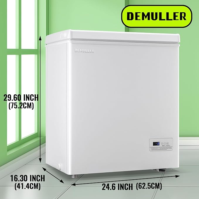 Small Mini Chest Freezer with 2 Hanging Baskets Electronic Control to 1℉Top Open Door Open Freezer Energy Saving Quiet Operation Perfect for Dorm, Garage and RVS, White