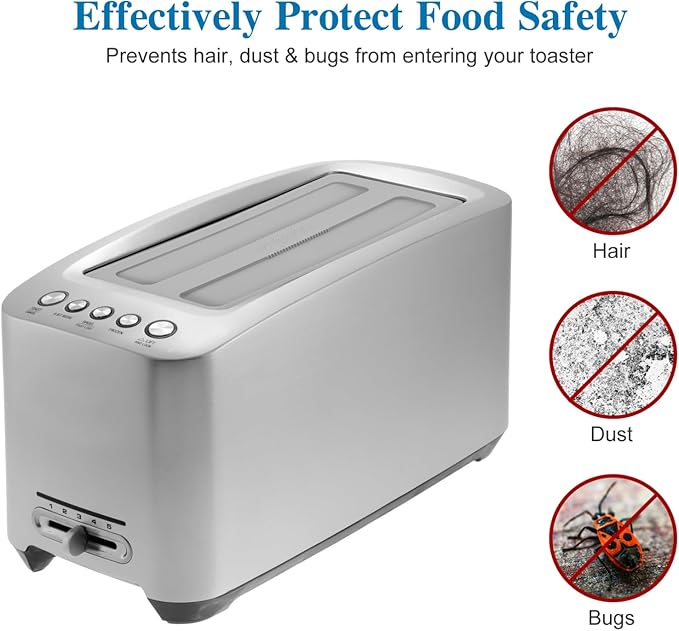 iplusmile Silicone Toaster Top Cover for 4 Slice and Long Slot 2 Slice Toasters, Universal Dust Lid Protector for Bread Maker Kitchen Appliances, Sandwich Machine Part
