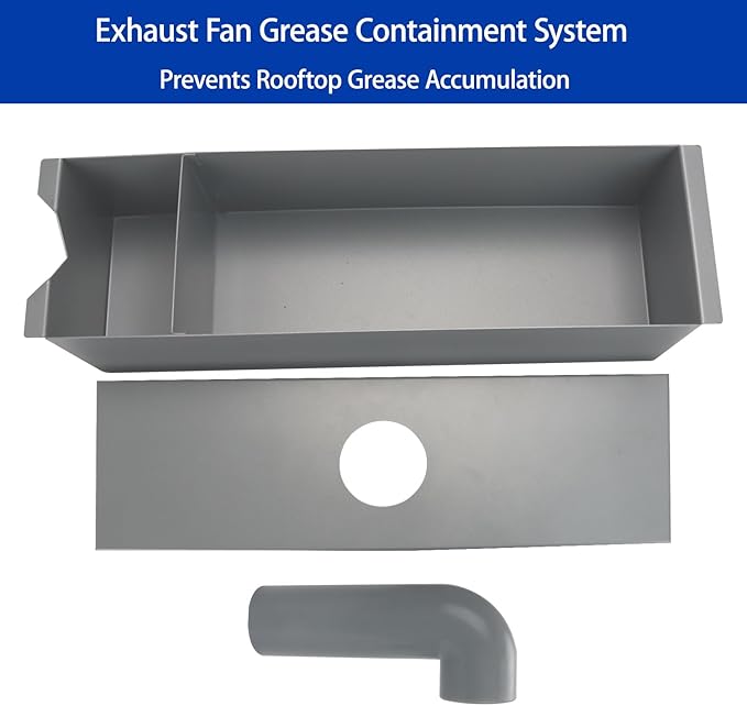 Heavy-Duty Galvanized Steel Grease Box for Commercial Range Hoods 16.9x5.1x3.7 Inch Fireproof Grease Container Durable Canopy Hood Accessories for Restaurant Kitchen Exhaust System