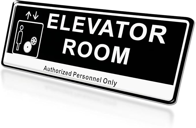 Door Sign,RAMIEYOO Acrylic Authorized Personnel Only Signs for Door,Black and White - 9"x 3" (Elevator Room)