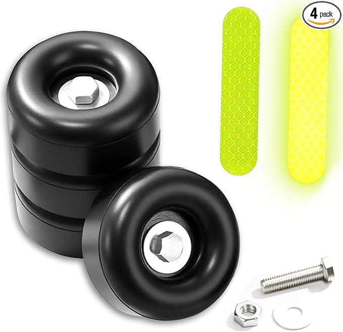 2.5" Round Rubber Trailer Bumpers Compatible with Truck Ramp Door Cargo Hatch Generators, Pressure Washers, Air Compressors, Pumps Rubber Bump Stops - 4-pack (with screw kit and reflective stickers)