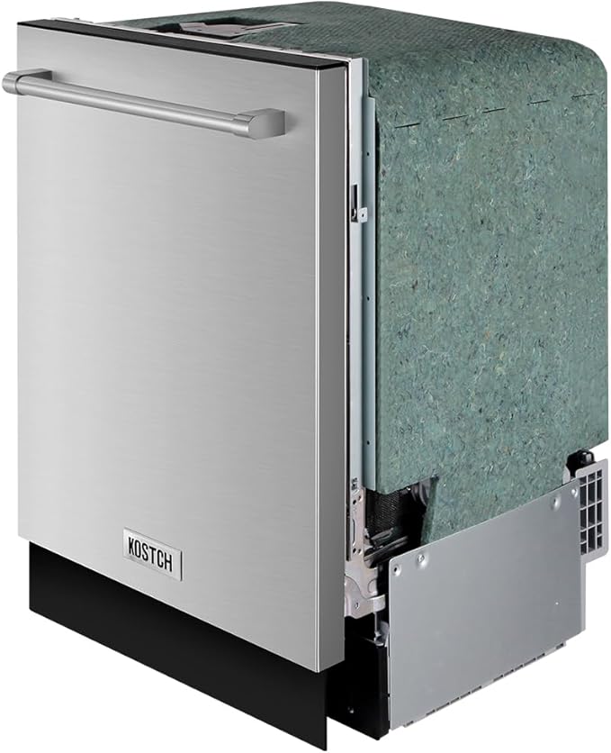 KOSTCH 24 inch Built-In Dishwasher,Top Control 8 Wash Programs Slide In DishWasher Machine with Third Rack,Large Capacity 15 Place Settings, ENERGY STAR Certified, 45-dBA Ultra-Quiet (Stainless Steel)